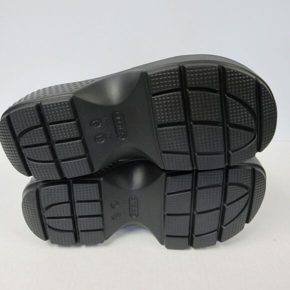 CROCS Stomp Metallic Penny‎ Loafer Womens 8 Black Silver Platform Clog Shoes NEW - Picture 9 of 11